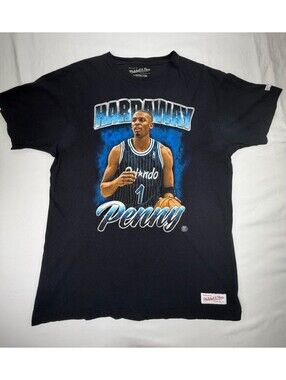 Mitchell & Ness Men's T Shirt Short Sleeve Penny Hardaway Cotton Size L Black